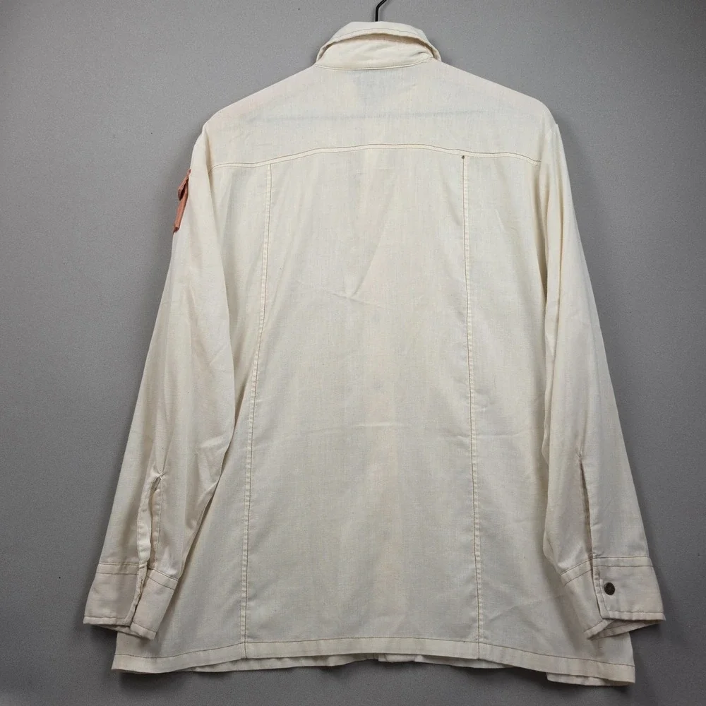 Vintage Wrangler Shirt Men's L Cream Multi Pocket Snap Button Western Dagger 70s